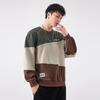 Otoño Nuevo Empalme de Color en Contraste Casual Sudor para Hombre Suelto Talla Extra Estilo Americano Retro Top para Jóvenes Marca de Moda