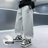 Calça de Moletom Forrada com Fleece para Meninos Fleece Integrado 2025 Nova Calça Infantil Estilo Outono e Inverno para Crianças Maiores Calça Jogger Espessa
