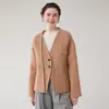 Abrigo corto de lana doble 100% para mujer, con corte tridimensional, elegante diseño de dos piezas simulado, chaqueta de lana simple y versátil