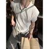Camiseta de Verano con Rayas Verticales en Relieve y Cuello Henry de Manga Corta para Hombres y Mujeres, Estilo Old Money Retro Cleanfit con Cuello, Tendencia