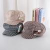 Adorable Conejito de Peluche con Boina a Cuadros para Mujer, Versátil Sombrero Octogonal Estilo Coreano que Hace que la Cara se Vea Más Pequeña, Gorra de Repartidor para Circunferencia de Cabeza Grande
