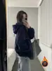 Sudadera Retro Americana High Street para Mujer Primavera Otoño Oversize Color Sólido Delgada con Capucha Estilo Perezoso Cárdigan