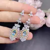 Aretes de Topacio Natural, Calidad de Cuerpo Completo, Color Súper Fuego, Tamaño de la Piedra Principal es de aproximadamente 5*7mm Plata 925 Incrustación de Precisión