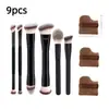 Set de 5 Brochas de Maquillaje Doble Cara Transfronterizo, Brocha para Base y Rubor, Brocha de Contorno de Tres Colores con Cerdas Suaves, Brocha para Polvo Suelto, Herramientas de Belleza de Comercio Exterior