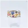 Anillo de mujer de circonita multicolor de explosión de deseos europeo y americano anillo de gema geométrica para mujer joyería al por mayor