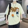 Nuevo Estilo Seda de Hielo Moda Masculina Manga Corta Casual Camiseta de Manga Corta Ropa de Verano de Moda para Hombre Tops Versátiles