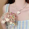 Collar de Concha de Estrella de Mar y Perlas para Mujer, Cadena para Clavícula con Cuentas Dopamina de Alta Gama para Verano
