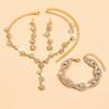 Colar Brincos Pulseira de Flores Europeus e Americanos Amazon Transfronteiriço Conjunto de Três Peças Acessórios de Joias Casuais para Todas as Ocasiões Joias de Casamento