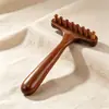 Rastelo de Chifre com Pedra Vermelha para Couro Cabeludo e Corpo, Ferramenta Portátil de Raspagem Gua Sha, Escova de Massagem Meridian, Pente de Massagem, Pente de Chifre
