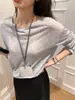 Camiseta Base de Malha Leve de Liocel para o Verão, Cobertura Solta com Proteção Solar para Ar Condicionado, Top Tendência para Mulheres