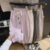 Calças casuais para crianças, primavera e outono, masculinas e femininas, estilo ocidental, infantil, personalidade, coreana, com estampa de rosto sorridente, com cordão, calças esportivas