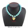 Estilo Exagerado Transfronterizo Europeo y Americano Colgante de Corazón Dorado Brillante Pulsera de Cuentas de Colores Contrastantes Collar de Cadena de Cuentas Acrílicas