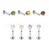 Pendientes de Titanio F136 con Zirconia en Forma de Bola y Tres Garras, Piercings Labiales, Piercings de Lengua, Cabezales de Repuesto para Joyería de Piercing Espiral Interno