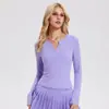 Top de Yoga Caijue Transfronteiriço Amazon para Mulheres, Nova Camiseta Esportiva Fitness de Manga Longa com Decote em V Slim Fit para Mulheres