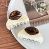 Pinza de acetato estilo ins coreano, costuras de agarre, color veta de madera, agarre de grado medio-alto, moda de otoño e invierno, accesorios para el cabello con pinza de tiburón