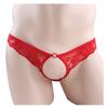 Yezi Mei Roupa Íntima Sexy, Cueca Tanga Sexy Masculina Ultra Fina de Renda Transparente com Aberturas Baixa na Cintura T-Back
