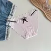 Sexy Braguitas de Encaje para Mujer de Tiro Bajo con Adornos de Moño, Cinturilla Brillante de Alto Brillo, Calzones Transpirables de Tiro Bajo