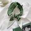 Pañuelo pequeño de seda verde iluminador y antiedad para mujer, primavera verano, cinta delgada y estrecha para el cabello, para atar el pelo, envolver bolsos, decoración, bufanda larga