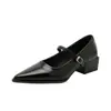 Zapatos Chuyuji estilo francés para ir al trabajo con tacón grueso Mary Jane 2026 Punta cuadrada Correa de tacón medio bajo Zapatos retro para mujer