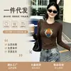 Fábrica de Origen Tienda Física Guangzhou Shisanxing Tops de Algodón Acanalado para Mujer Corte Ajustado Verano Segunda Entrega Exclusivamente Mangas Largas Estilos Nuevos