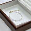 Pulsera de Grava de Fluorita Amatista de Acero Titanio Pulsera Simple Extremadamente Fina con Cuentas Pulsera de Perla Natural de Agua Dulce para Mujer