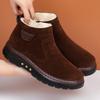 Botas de nieve de invierno para hombre del noreste, nuevas, cálidas, forradas con vellón, de algodón grueso y resistente al frío, informales, de caña alta, antideslizantes, de cuero y lana.