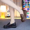 Mocasines retro de cuero suave con suela gruesa, nuevo modelo otoño 2026, zapatos de plataforma cómodos de punta redonda para mujer