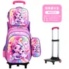 Nuevo Set de Mochila con Ruedas para Primaria con Relieve 3D para Niños y Niñas, Incluye Lonchera y Estuche, Mochila Infantil de Dibujos Animados