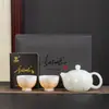 Conjunto de Bule de Porcelana Branco Puro com Um Bule e Duas Xícaras, Caixa de Presente Luxuosa de Alto Padrão para Uso Doméstico