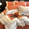 Nuevo Juego de Cama Bordado de Cuatro Piezas de Algodón de Fibra Larga Ultra Fino, Ultra Suave y Cepillado para Otoño e Invierno, Ropa de Cama Gruesa de Algodón Puro