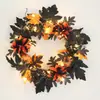 Corona de Halloween Transfronteriza, Decoraciones de Calabaza y Bayas, Colgante de Pared de Hoja de Arce para Festival de la Cosecha de Acción de Gracias de Otoño
