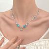 Conjunto de joyería de concha de dibujos animados estilo océano de verano para mujer, collar y pulsera con diseño de tortuga tejida creativa bohemia y estrellada.