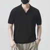 Camisa Polo de Verano Fina de Punto de Manga Corta para Hombre Shanggu Casual de Negocios Versátil Color Sólido Top Refrescante