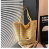 Bolsa de Lona Rayada 2025 Nuevo Estilo Coreano Tote Bolsa Casual de Un Hombro Gran Capacidad Bolso Satchel Tote Bolsa de Compras