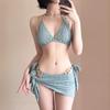 Traje de Baño Dividido Estilo Europeo y Americano Bikini Sexy para Mujer Vestido Envolvente Set de Tres Piezas Pecho Pequeño Vacaciones Aguas Termales Traje de Baño