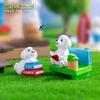 Micro Paisagem Desenho Animado Criativo Leitura e Rega de Flores Cachorro Boneca Casa de Boneca DIY Decoração Acessórios Mini Pequenos Enfeites