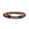Amazon transfronterizo nuevo pulsera de piedra volcánica joyería ojo de tigre lapislázuli ágata dorado conjunto de pulseras venta al por mayor