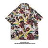 Nova Camisa de Flor de Verão Gola Lapela Havaiana Fina de Manga Curta Florido para Homens e Mulheres Estilo Retrô Hong Kong Camisa de Flor de Praia