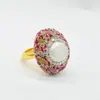 Anel de Design Original, Cravejado à Mão com Contas Pequenas Coloridas e Densas, Moda de Nicho Não Colidente e Anel Feminino Personalizado