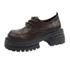 Zapatos de Cuero Estilo Coreano con Suela Gruesa 2026 Nuevos Versátiles College Retro Británico Moda Mocasines