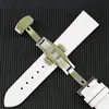 Correa de Cuero Genuino con Hebilla Mariposa Automática de Doble Botón, Correa de Reloj Unisex de Piel de Vaca con Patrón de Bambú, Moderna y Versátil, Tallas 10-20