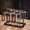 Nuevo Juego de Tazas de Té de Vidrio Estilo Chino para Uso en Casa en la Sala de Estar, Taza de Agua Resistente a Altas Temperaturas con Mango de Madera, Taza de Lujo de Gama Alta para Oficina
