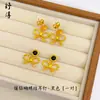 Aretes, Anillo, Collar con Forma de Moño Incrustado de Diamantes, Chapado en Cobre, Estilo Nuevo, Cadena para Clavícula de Lujo Ligero, Nicho de Gama Alta, Venta al por Mayor