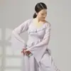 Disfraz de Danza Clásica con un Top de Gasa con Volantes, Fluido y de Aspecto de Hada para Danza China, Danza Moderna y Entrenamiento Corporal