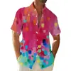 Camisa Hawaiana Estampada con Degradado de Color Primavera y Verano para Hombre Vacaciones Playa Comercio Transfronterizo Fabricante Camisa de Manga Corta de Verano