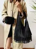 Bolso de Hombro con Borlas Escarchadas Transfronterizo para Mujer Moda Cuero Europeo y Americano Bolso Cruzado Retro Bolso de Mujer Bolsos