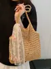 Bolsa Tejida Artística Mori de Gran Capacidad para Ocio de Primavera y Verano para Mujer, Pequeña, Ligera, de Hombro, para Playa y Vacaciones en la Costa