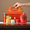 Juego de Té de Viaje Cultural y Creativo de la Ciudad Prohibida: Olla Única, Tres Tazas, Set de Té Rápido, Regalo de Negocio Portátil para Exteriores, Recipiente para Té, Bolsa de Viaje