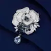 Broche Rosa Brilhante Borla de Cristal de Alta Qualidade para Mulheres Cheio de Zircônia Moda de Luxo Elegante Pino para Blazer