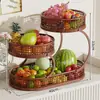 Estante multicapa de estilo europeo para almacenar frutas, bandeja de frutas de hierro hueco, estante clasificador de frutas, bocadillos y nueces para mesa de café en la sala de estar